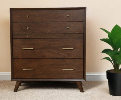 38" Mahogany Solid Wood Four Drawer Chest