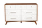 56" Brown and White Solid Wood Seven Drawer Double Dresser