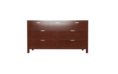 63" Brown Solid Wood Seven Drawer Double Dresser