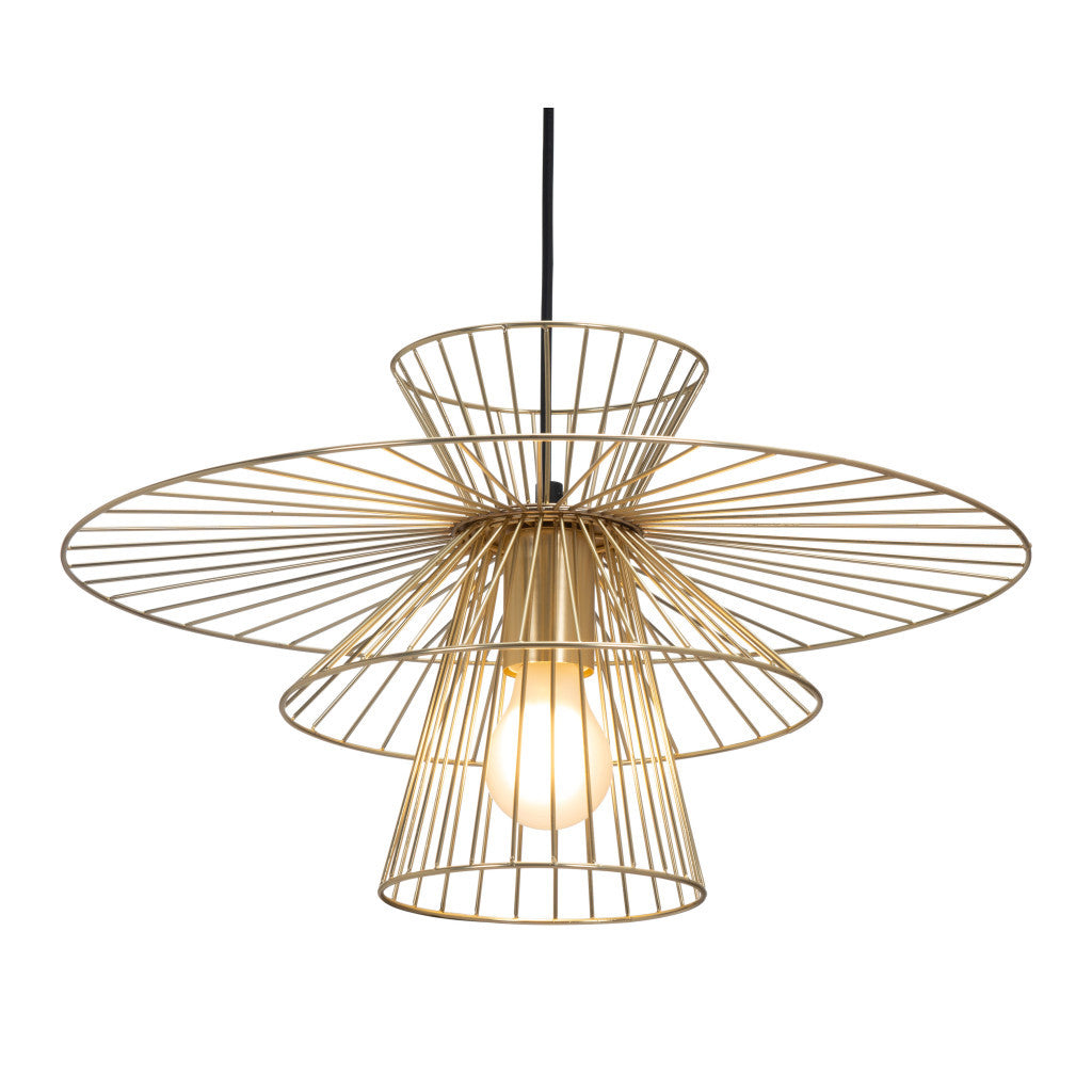 Gold Caged Geometric Metal Hanging Ceiling Light