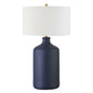 29" Navy Blue Ceramic Table Lamp With White Drum Shade