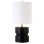 27" Beige and Gold Metal Geometric Table Lamp With White Drum Shade