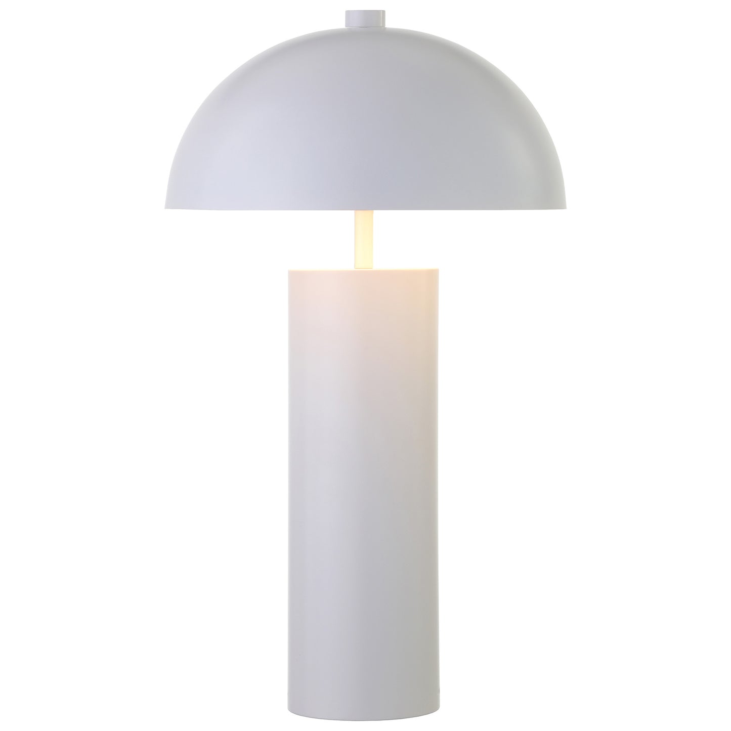 27" White Metal Table Lamp With White Dome Shade