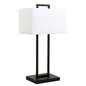 28" Black Metal Table Lamp With White Shade