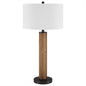 29" Brown and Black Metal Table Lamp With White Drum Shade