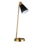 27" Brass Metal Desk Table Lamp With Black Cone Shade