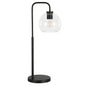 27" Black Metal Arched Table Lamp With Clear Globe Shade