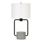 22" Black and Gray Concrete Table Lamp With White Drum Shade