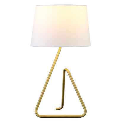 22" Brass Metal Table Lamp With White Bell Shade