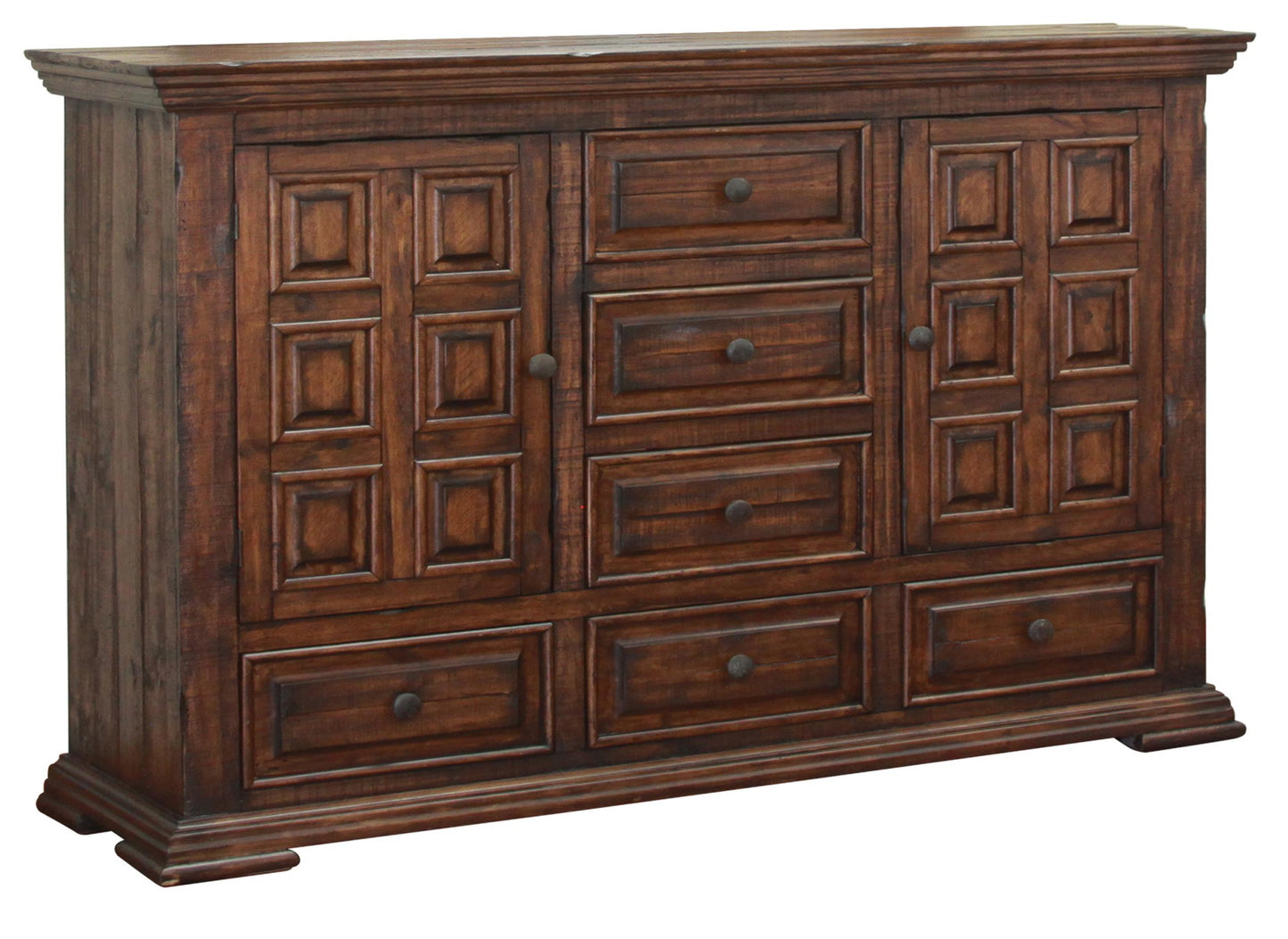 50" Chocolate Solid Wood Six Drawer Triple Dresser