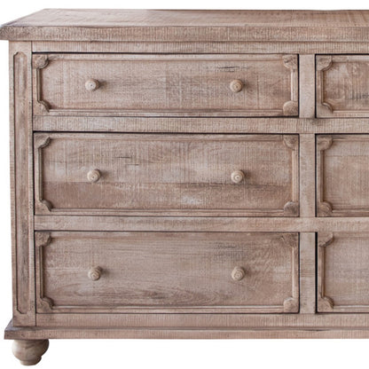 70" Natural Solid Wood Six Drawer Double Dresser