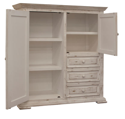 55" White Solid Wood Three Drawer Gentlemans Chest