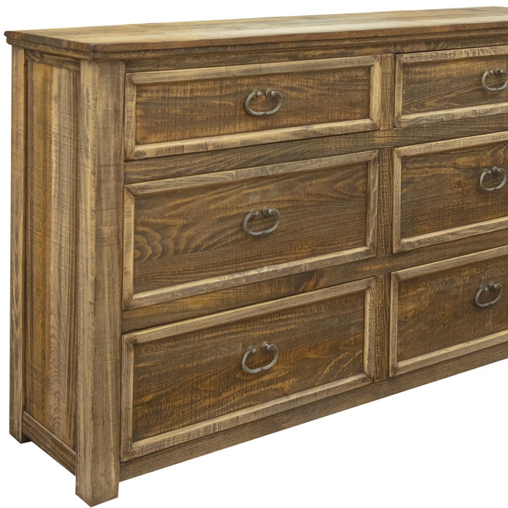 67" Natural Solid Wood Six Drawer Double Dresser