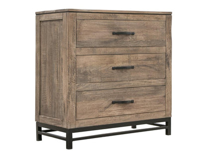 36" Brown Solid Wood Three Drawer Chest