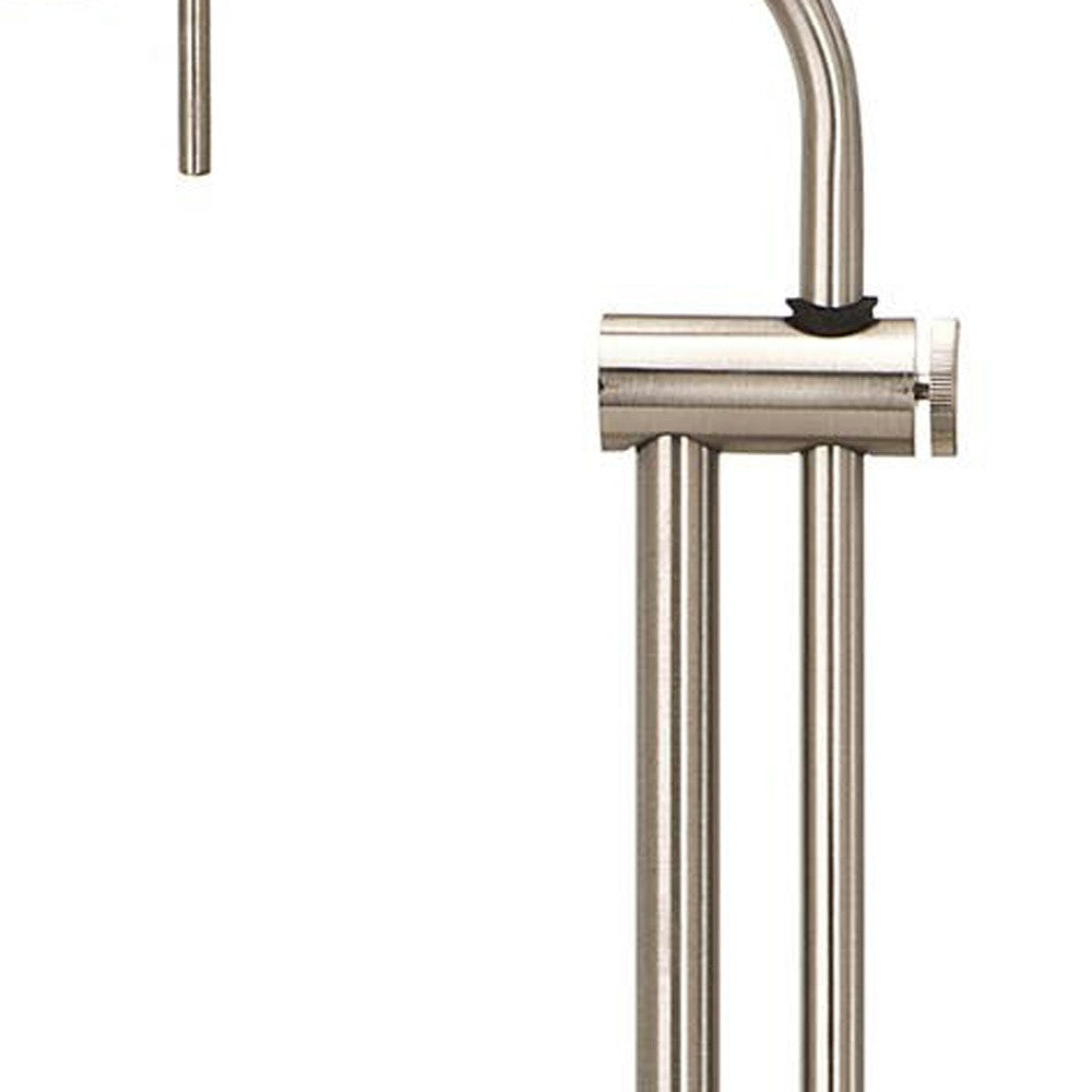 26" Nickel Metal Adjustable Table Lamp With Nickel Rectangular Shade