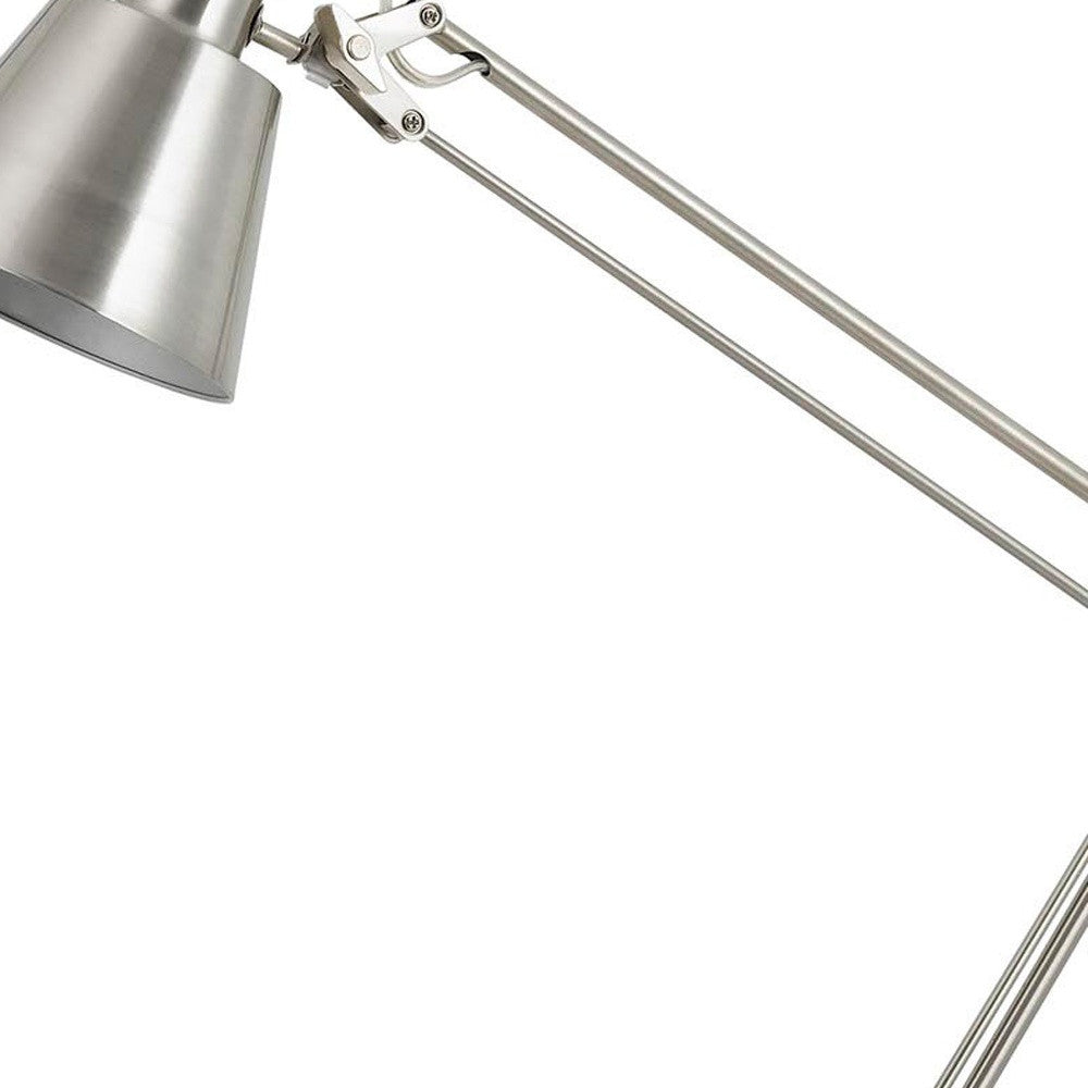 27" Nickel Metal Desk Table Lamp With Nickel Cone Shade