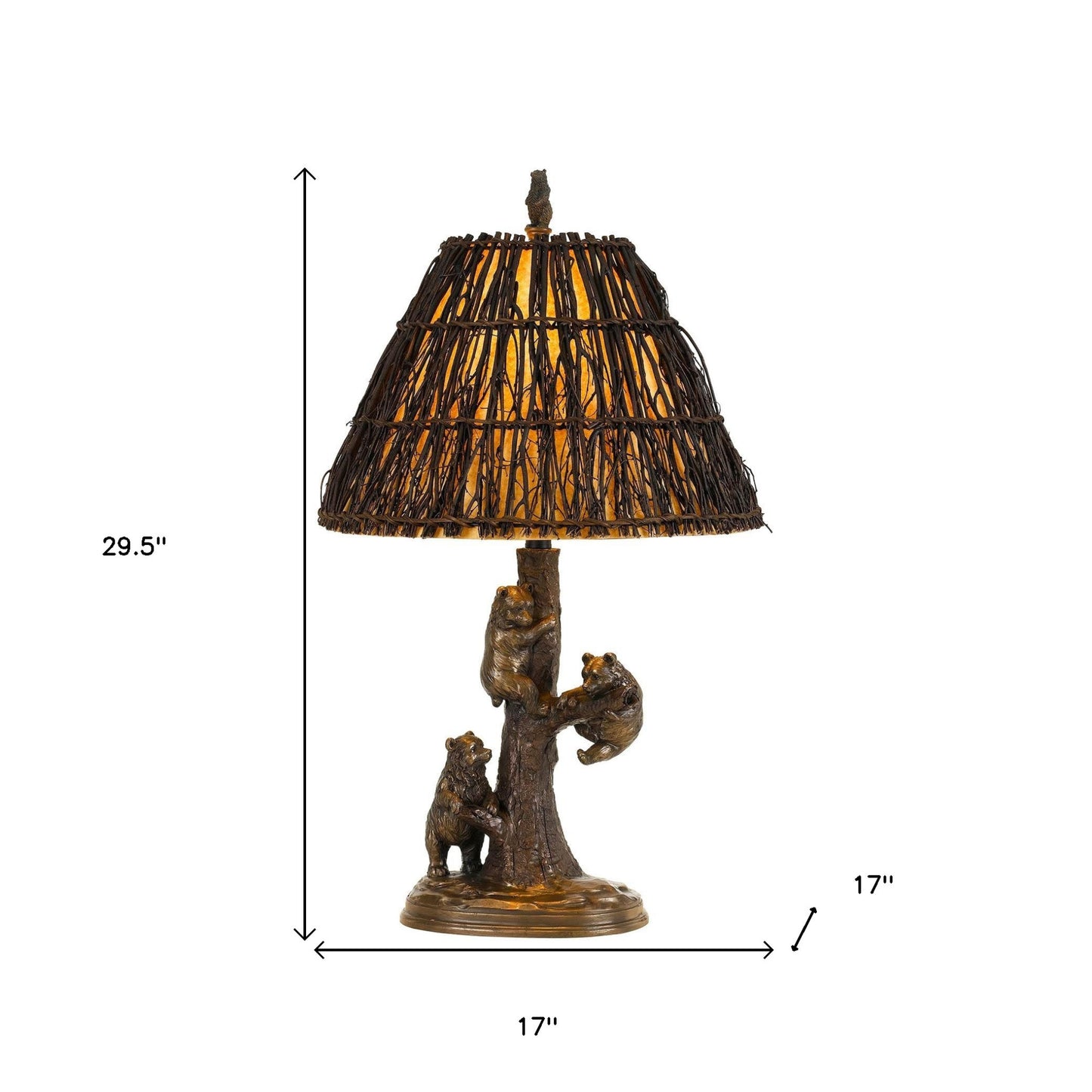 30" Bronze Table Lamp With Brown Empire Shade