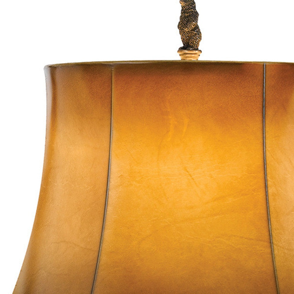 31" Bronze Bears After the Honey Table Lamp With Brown Faux Leather Shade