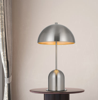 20" Nickel Metal Desk Table Lamp With Nickel Dome Shade