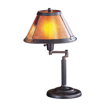 18" Gray Metal Candlestick Table Lamp With Amber Empire Shade