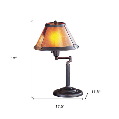 18" Gray Metal Candlestick Table Lamp With Amber Empire Shade