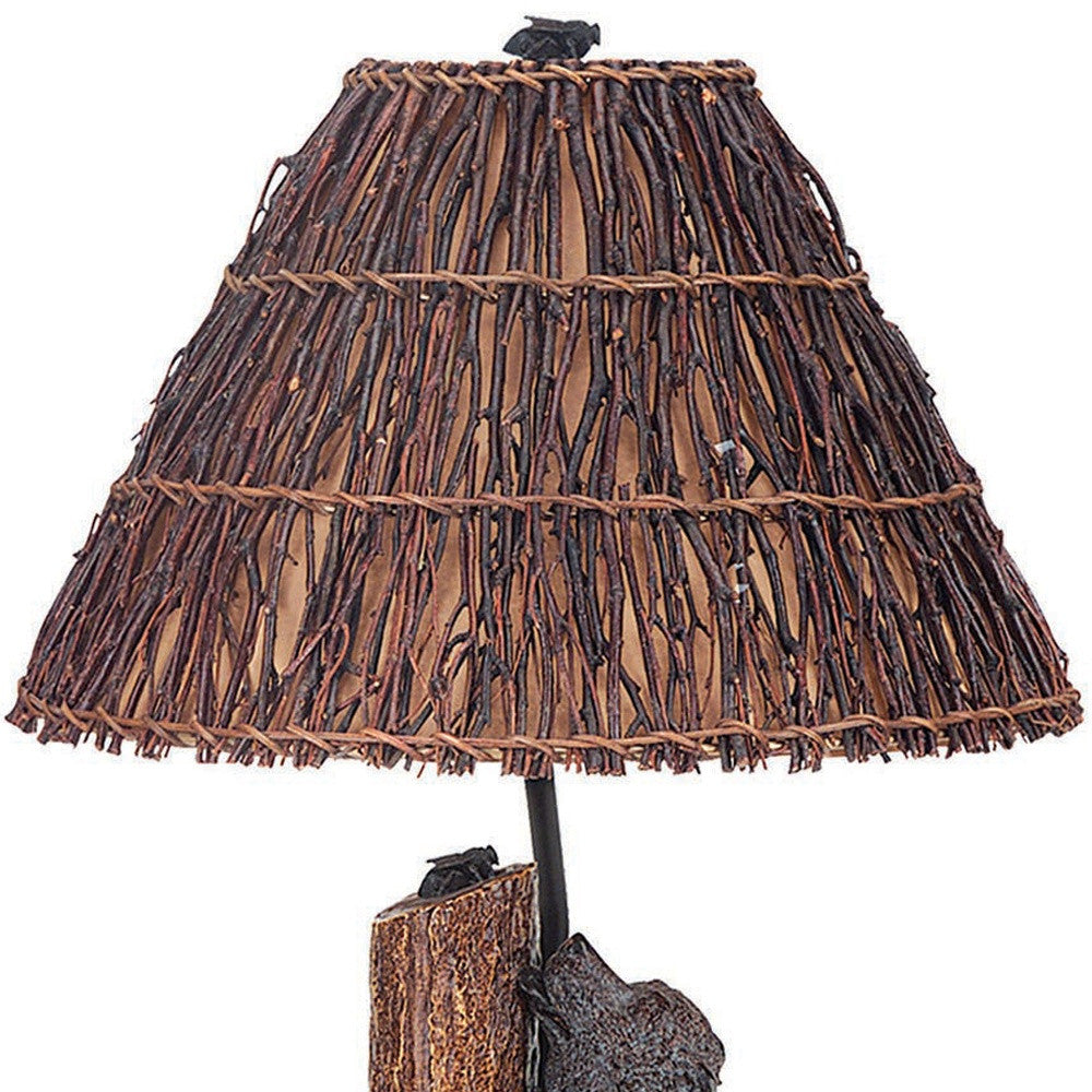 29" Gray Novelty Table Lamp With Brown Empire Shade