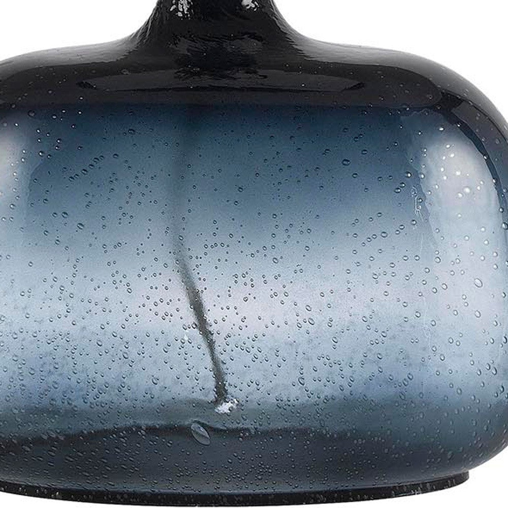 24" Dark Blue Glass Table Lamp With White Novelty Shade