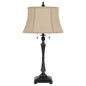 31" Black Metal Two Light Candlestick Table Lamp With Beige Empire Shade