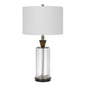 30" Clear Metal Table Lamp With White Empire Shade