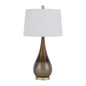 30" Bronze Metal Round Table Lamp With White Empire Shade