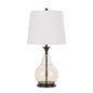 28" Clear Metal Table Lamp With White Empire Shade