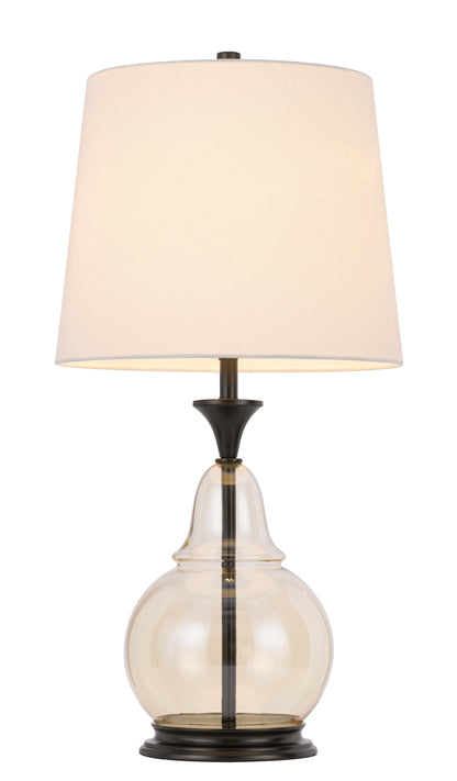 28" Clear Metal Table Lamp With White Empire Shade