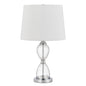 24" Clear Metal Table Lamp With White Empire Shade