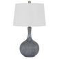 25" Stone Ceramic Round Table Lamp With White Empire Shade