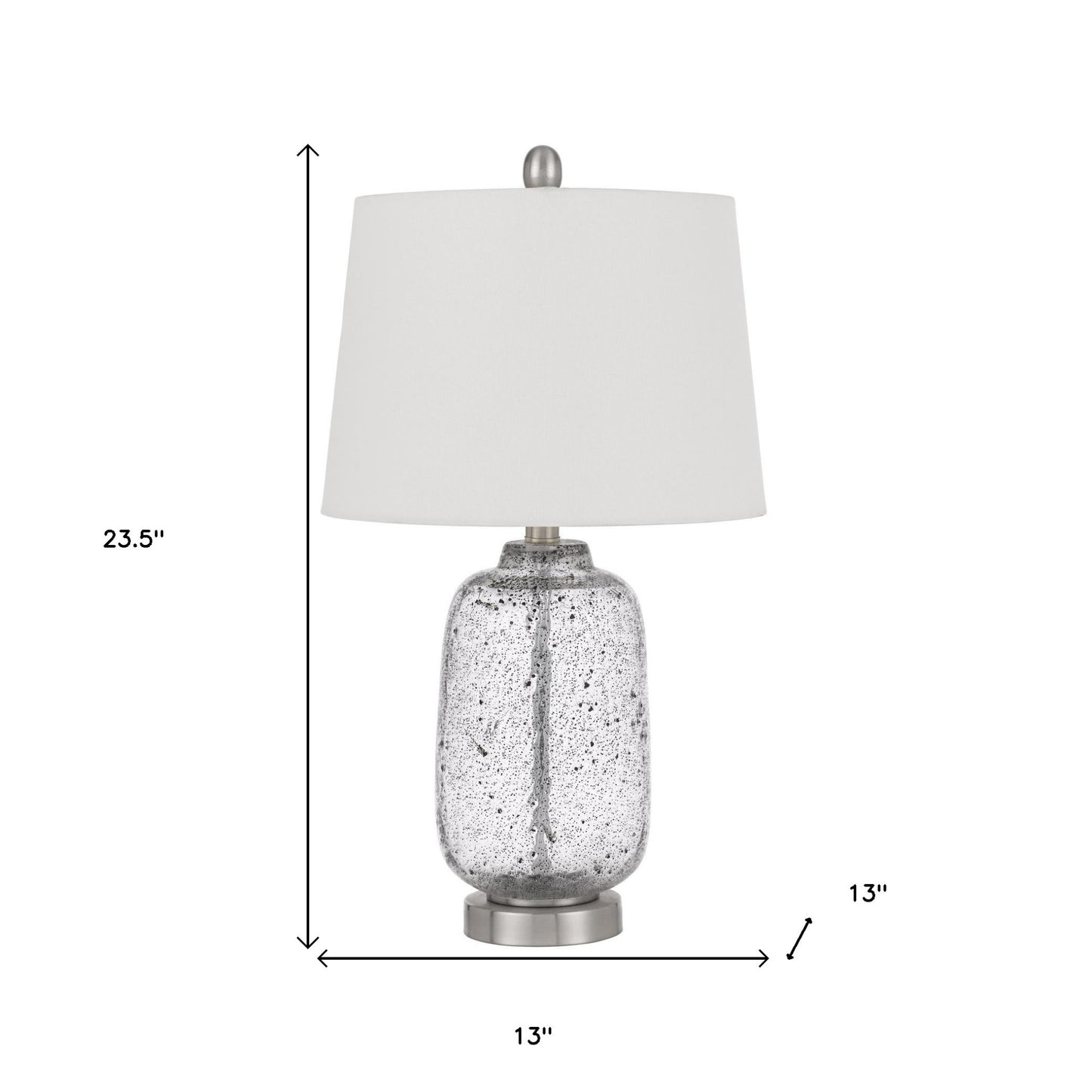 24" Nickel Metal Cylinder Table Lamp With White Empire Shade