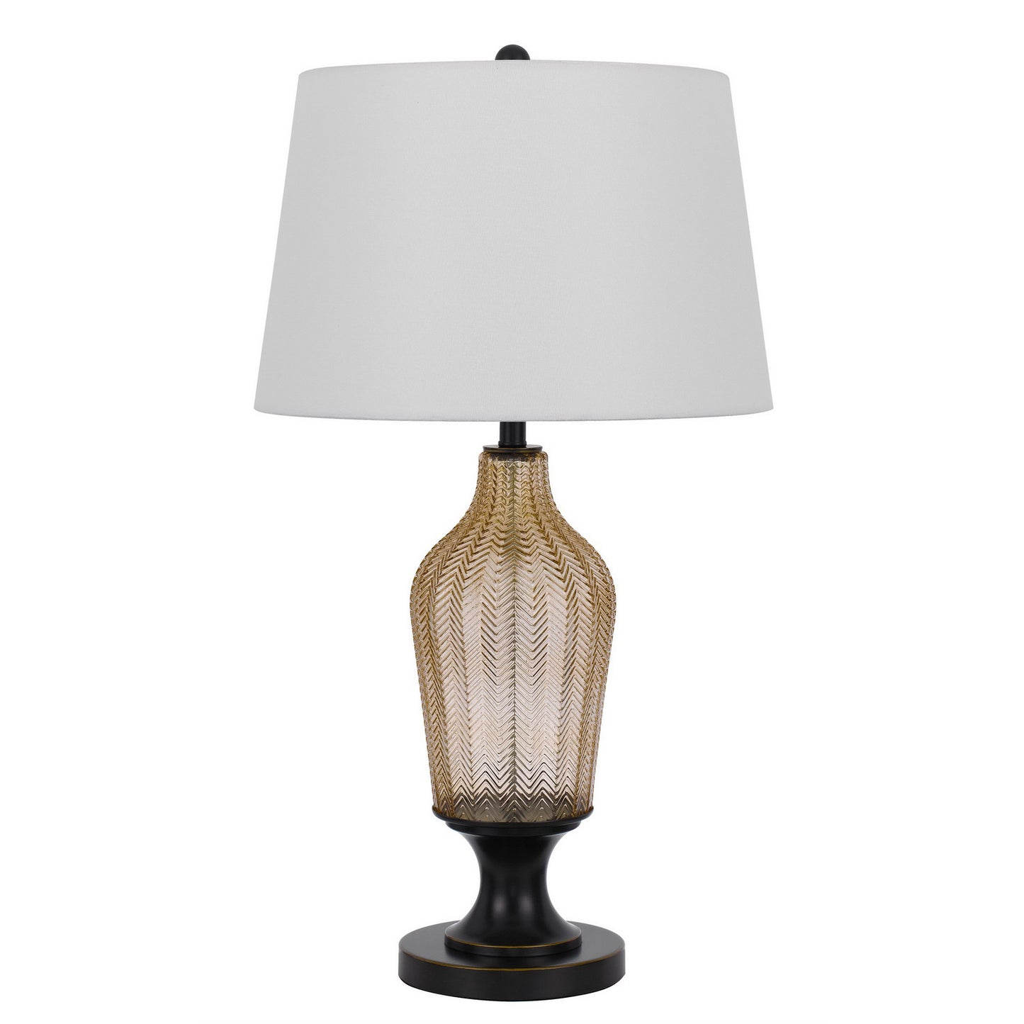 31" Bronze Glass Table Lamp With White Empire Shade