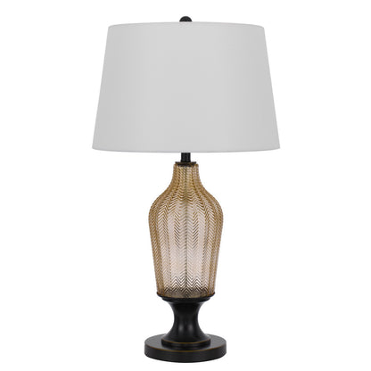 31" Bronze Glass Table Lamp With White Empire Shade