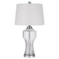 26" Clear Glass Table Lamp With White Empire Shade