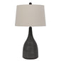 29" Black Ceramic Round Table Lamp With Beige Empire Shade