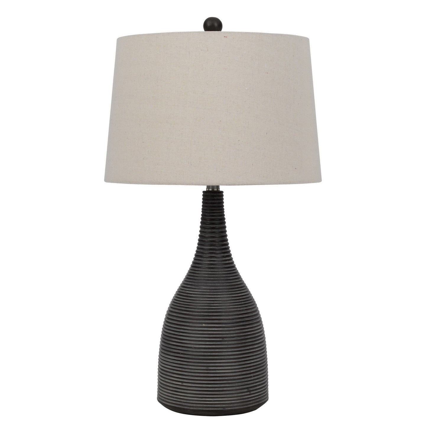 29" Black Ceramic Round Table Lamp With Beige Empire Shade