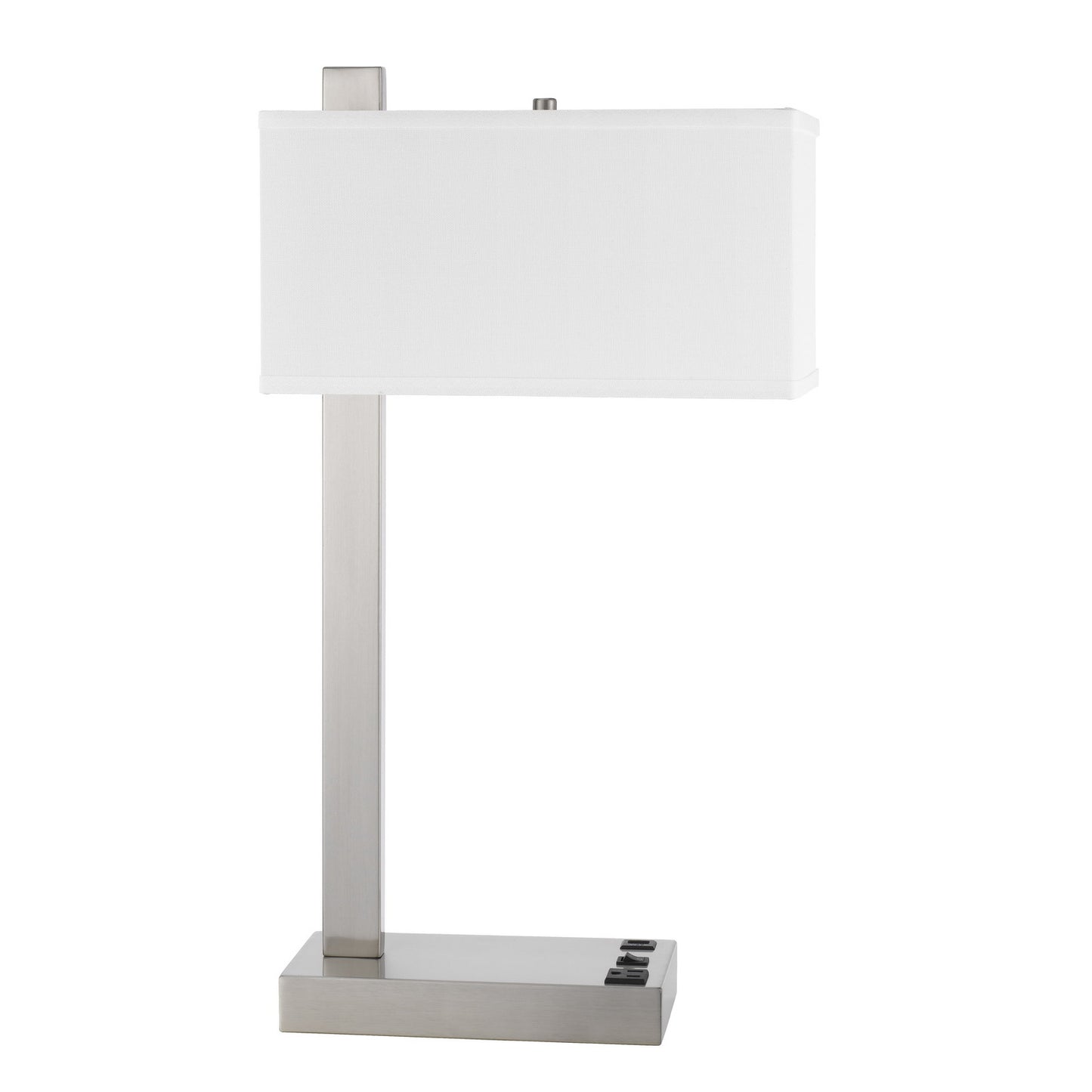 25" Nickel Metal Desk USB Table Lamp With White Shade