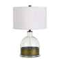 25" Nickel Glass Globe Table Lamp With White Drum Shade