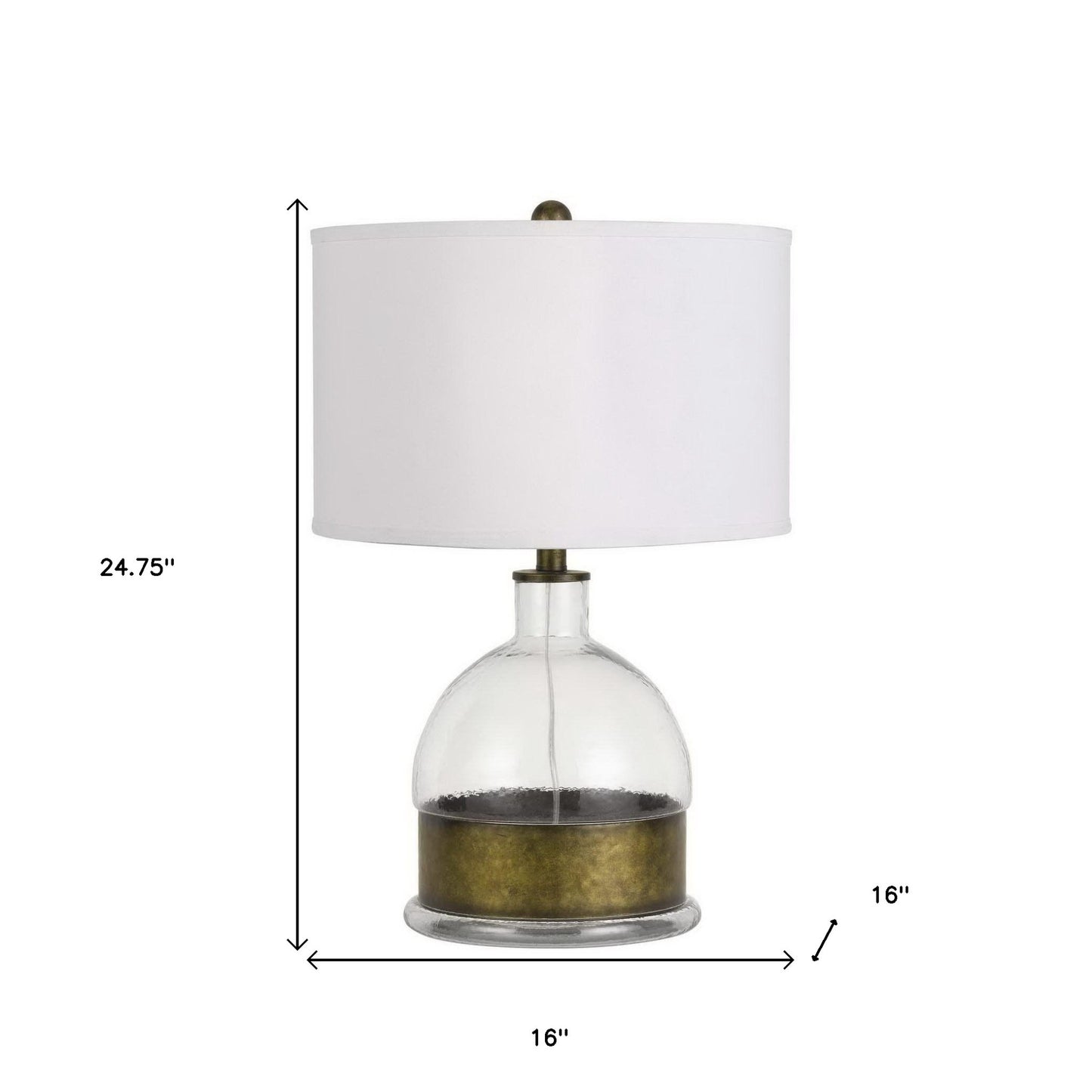 25" Nickel Glass Globe Table Lamp With White Drum Shade