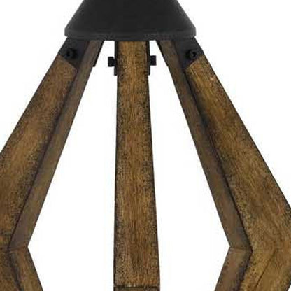 30" Black Metal Lantern Table Lamp With Gray Empire Shade