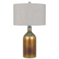 28" Gold Glass Novelty Table Lamp With Gray Drum Shade