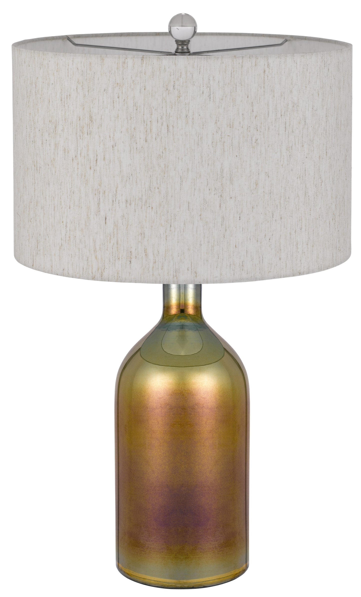 28" Gold Glass Novelty Table Lamp With Gray Drum Shade