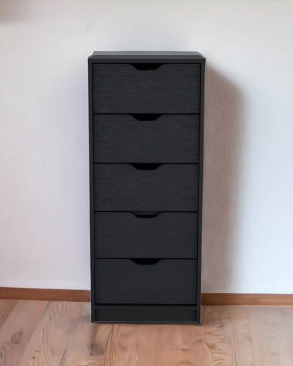 18" Black Five Drawer Standard Chest