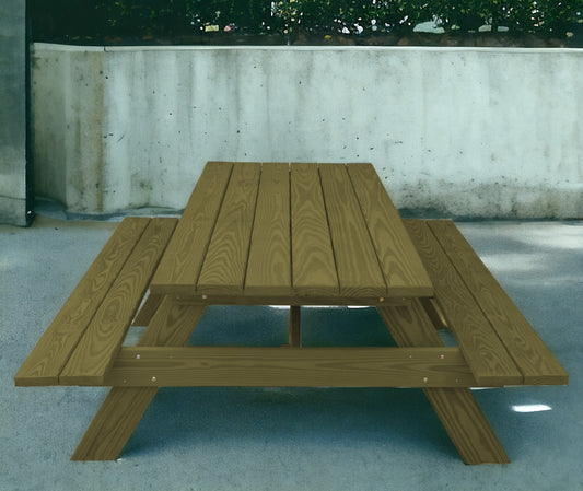 94" Green Solid Wood Outdoor Picnic Table