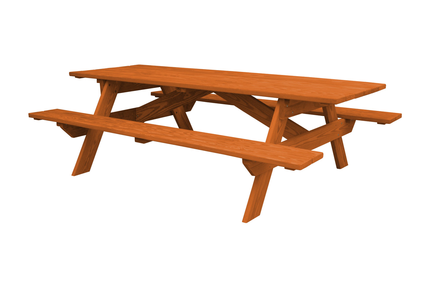 94" Red Solid Wood Outdoor Picnic Table