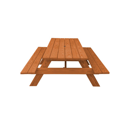 94" Cedar Chest Solid Wood Outdoor Picnic Table with Umbrella Hole